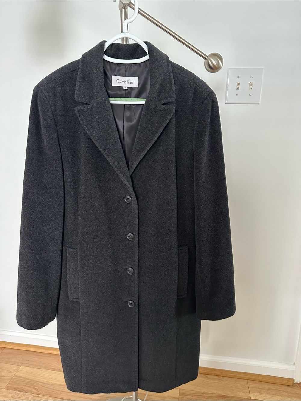 Calvin Klein Women's Black Single-Breasted Pea Coat